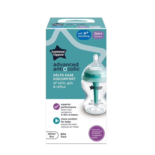 Mamadera Advance Anticolic 260ml Flujo Lento 0 Meses+ - Tommee Tippee