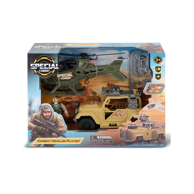 VEHICULO COMBATE HELICOPTERO VERDE Y CAMIONETA SPECIAL COMBAT