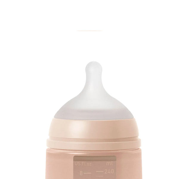 MAMADERA CON BOTELLA DE SILICONA 240ML CON TETINA FISIOLÓGICA SX PRO DE SILICONA, CON VÁLVULA ANTICÓLICO – FLUJO MEDIO +3M – COLOUR ESSENCE – NUDE