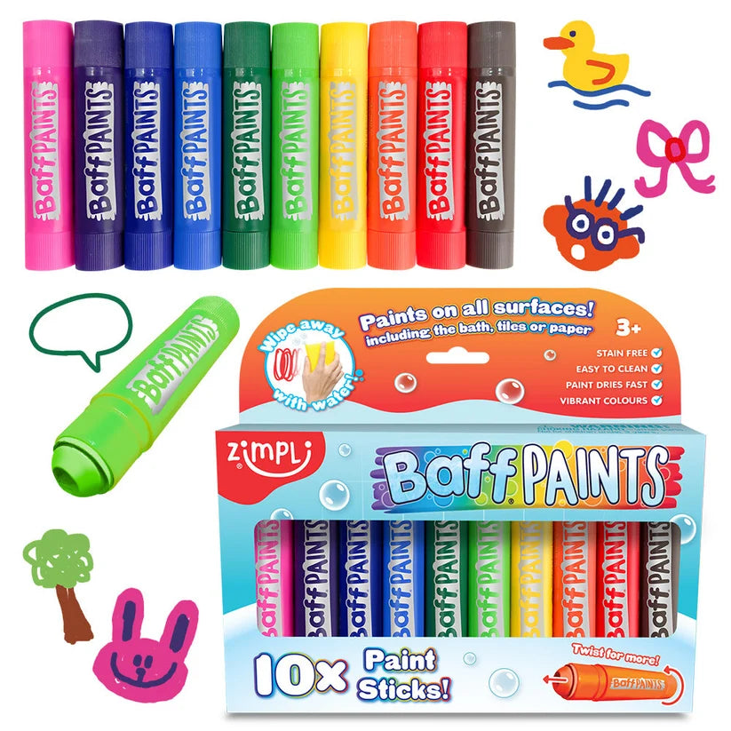 Crayones Pinturas para la Tina – 10 Colores Lavables - Zimpli Kids