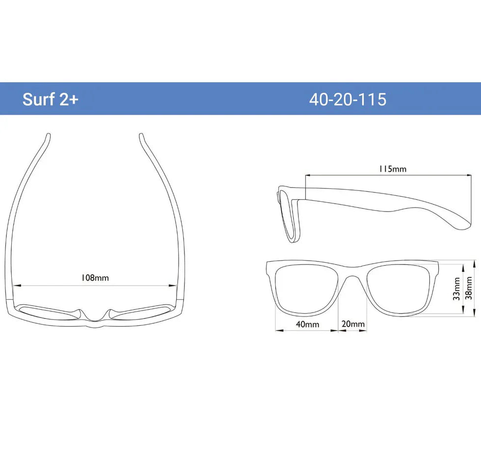 Lentes de sol Surf talla 2+ - Negro - Real Shades