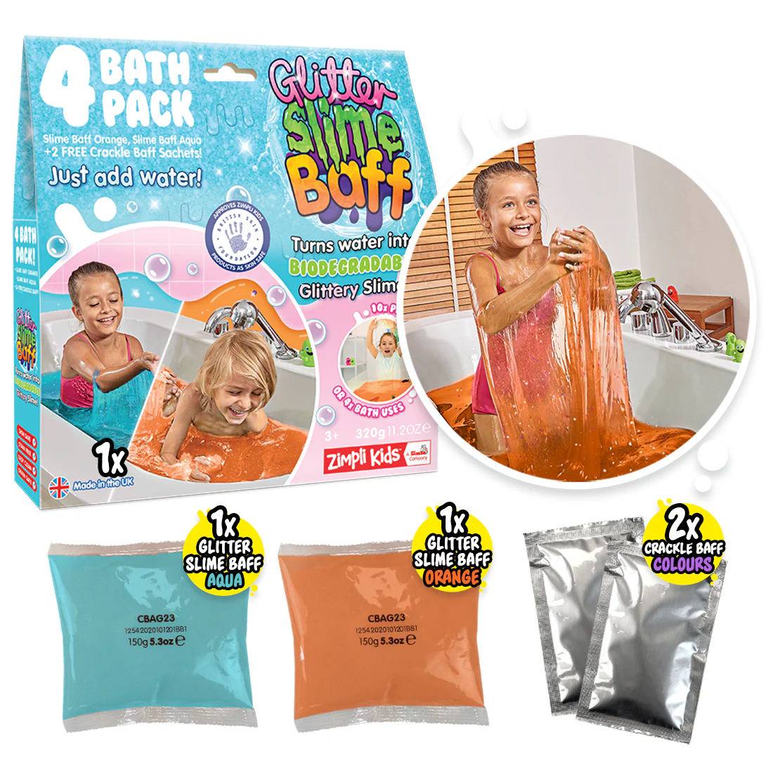 Glitter Slime Baff 4 Pack