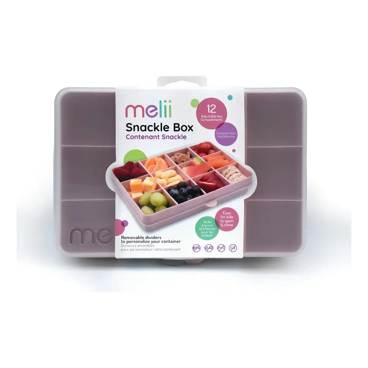 Caja Contenedora de Plástico Rosada para Snacks Melii con 12 Compartimentos