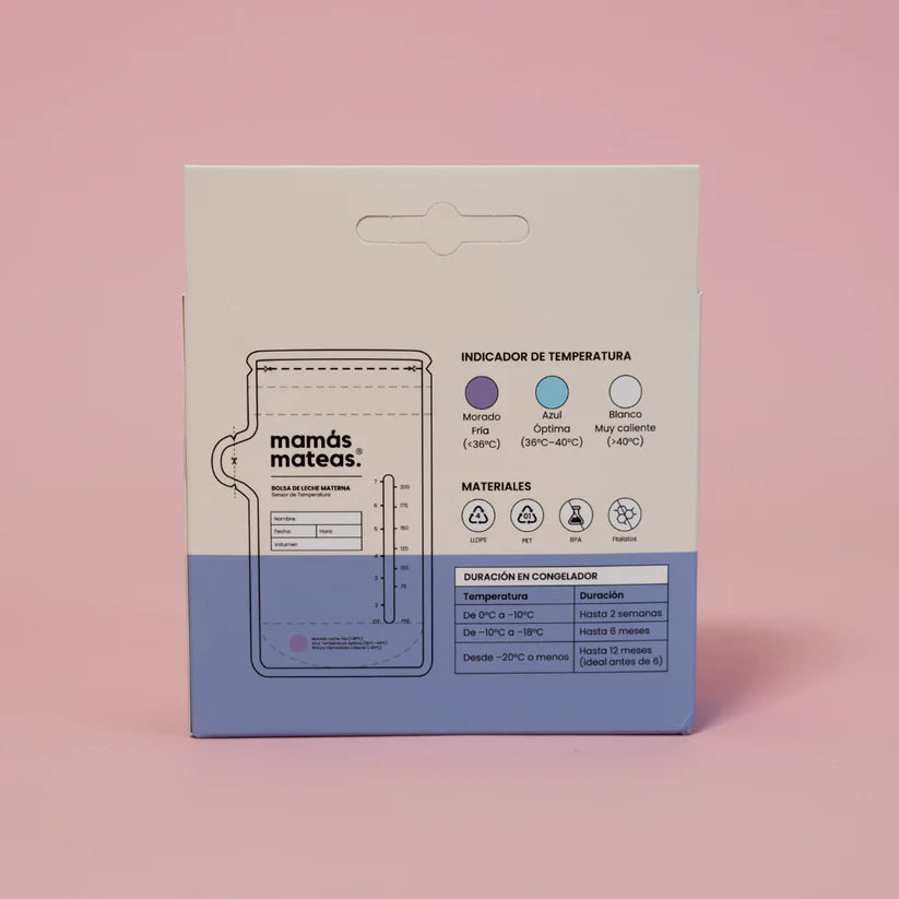 Bolsas para Almacenar Leche Materna con Boquilla y Sensor de Temperatura - 25 unidades - Mamas Mateas
