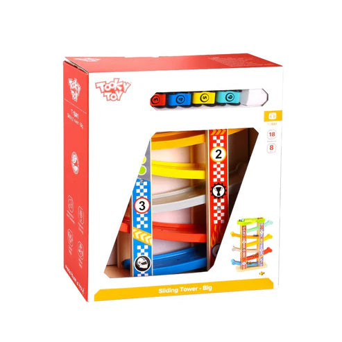 Pista Antideslizante de Autos de Madera - Tooky Toy