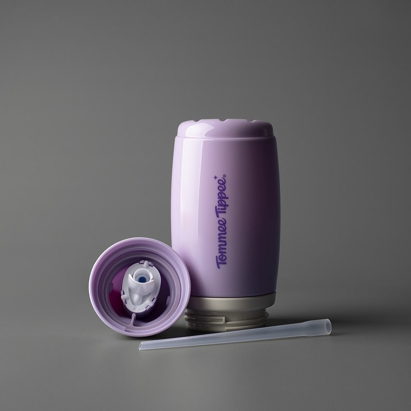 VASO CON BOMBILLA DE SILICONA 266ML ACTIVE STRAW 12 MESES+ - Tommee Tippee