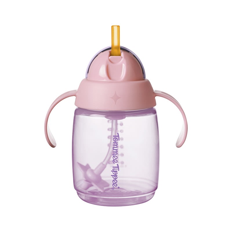 VASO CON BOMBILLA 240ML TRAINER STRAW 6 MESES+ - Tommee Tippee