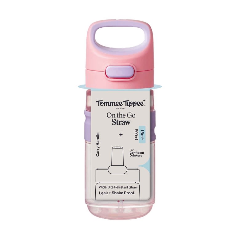 VASO CON BOMBILLA 500ML ON THE GO STRAW 18 MESES+ - Tommee Tippee