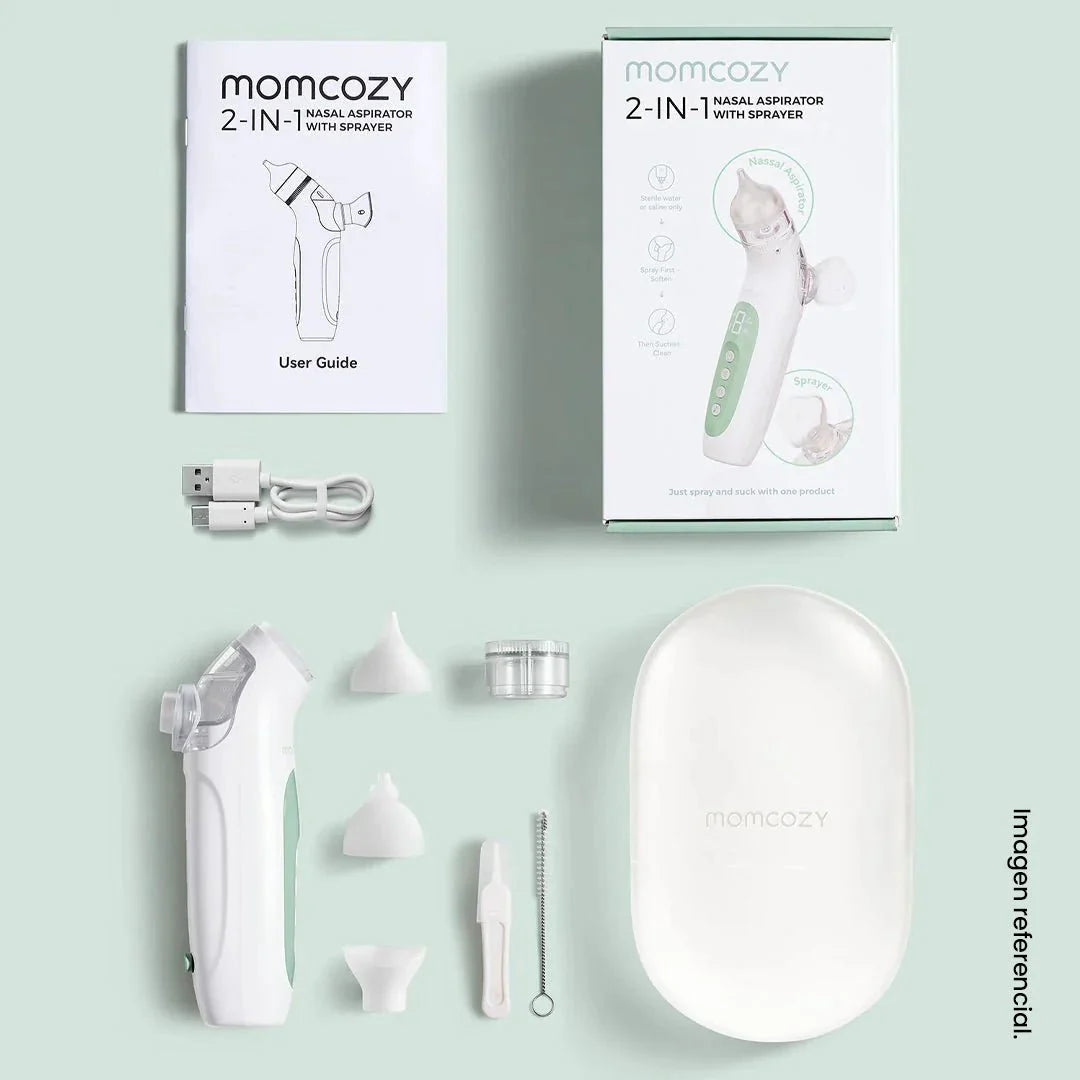 Aspirador nasal eléctrico con pulverizador BreezyClear™ 2-in-1 - momcozy