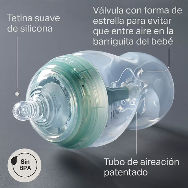 Mamadera Advance Anticolic 260ml Flujo Lento 0 Meses+ - Tommee Tippee