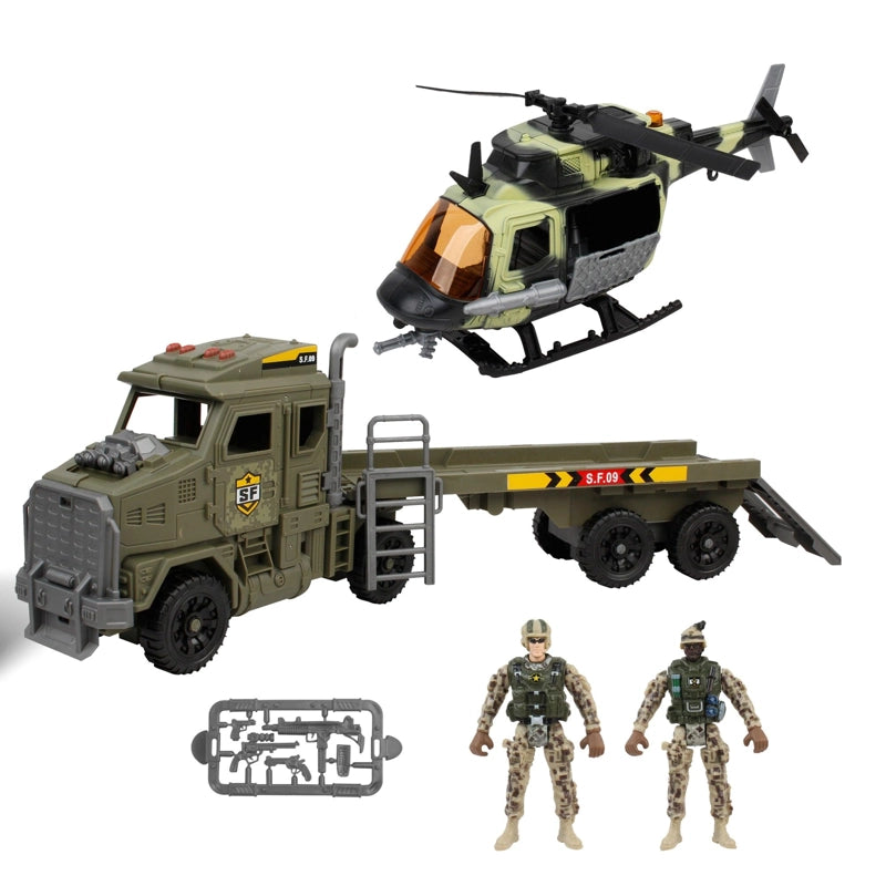 Vehículo Combate Militar Camión con Helicoptero Special Combat