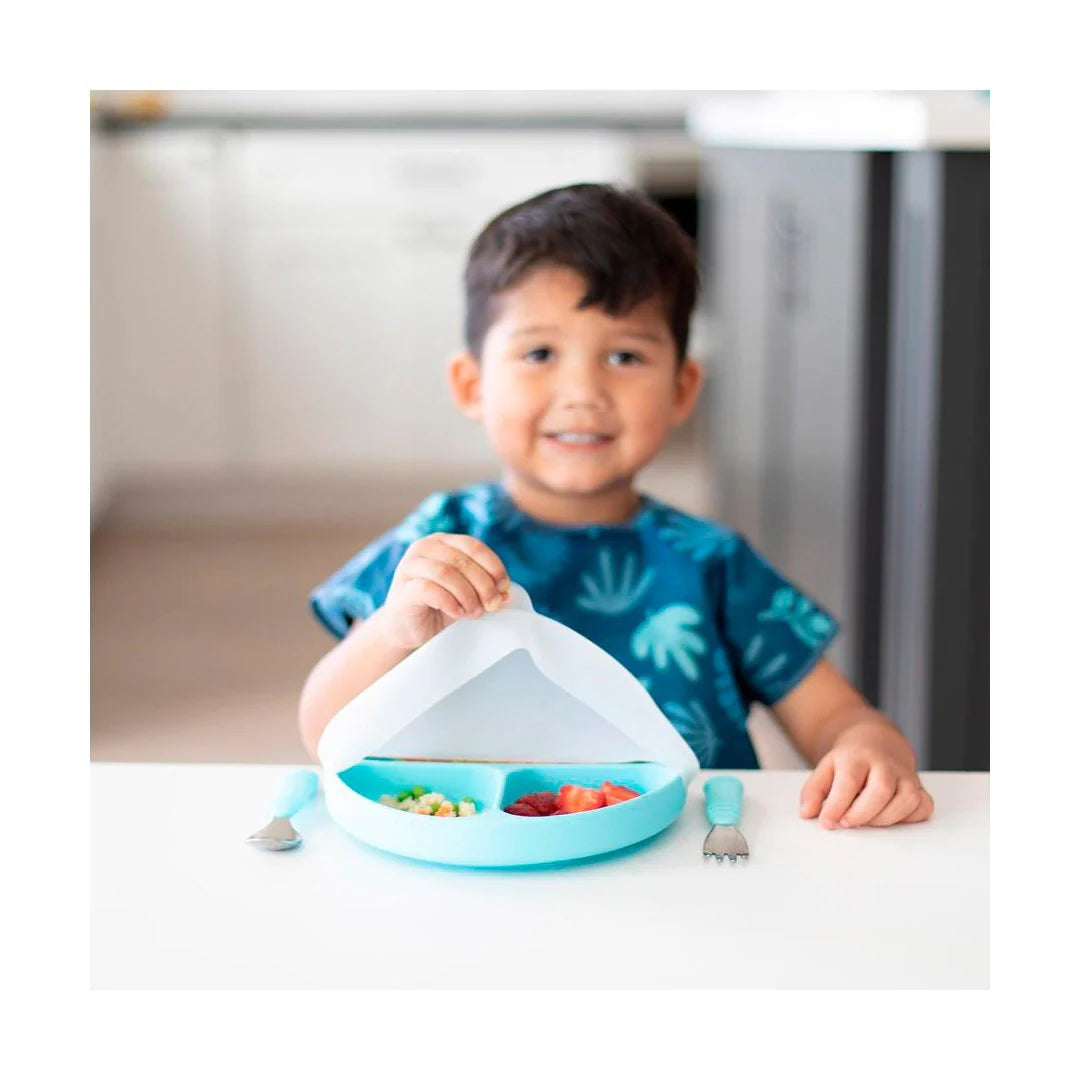 Plato con agarre + tapa Grip Dish & Stretch Lid - Bumkins
